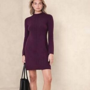 H&M Womens Purple maroon long sleeve sweater dress XS